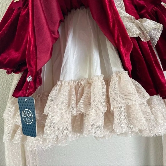 Velvet Lace Ball Gown Dress Toddler Girls 2T TuTu Bow Belt Holiday Traditional - Picture 6 of 14